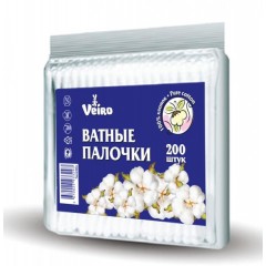 Ватные палочки  детские Veiro 200шт квадр. 7вп200п