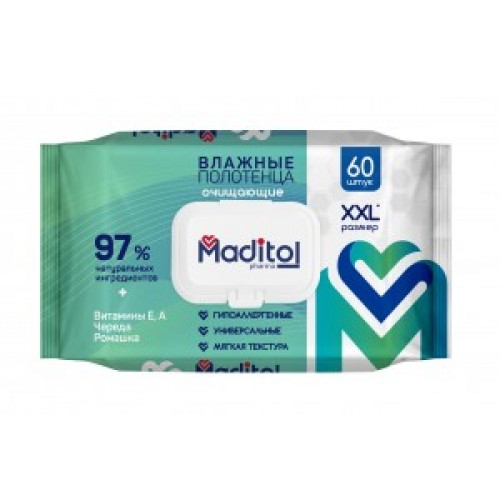 Влажные полотенца 60шт/уп. big-pack с крышкой MADITOL (Коттон Клаб)арт.14397