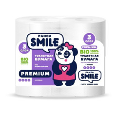 Panda Smile Туалетная бумага 3-слойная Белая, 4шт