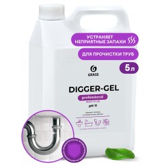  GRASS Средство щелочное для прочистки канализационных труб "DIGGER-GEL" (канистра 5,3 кг)